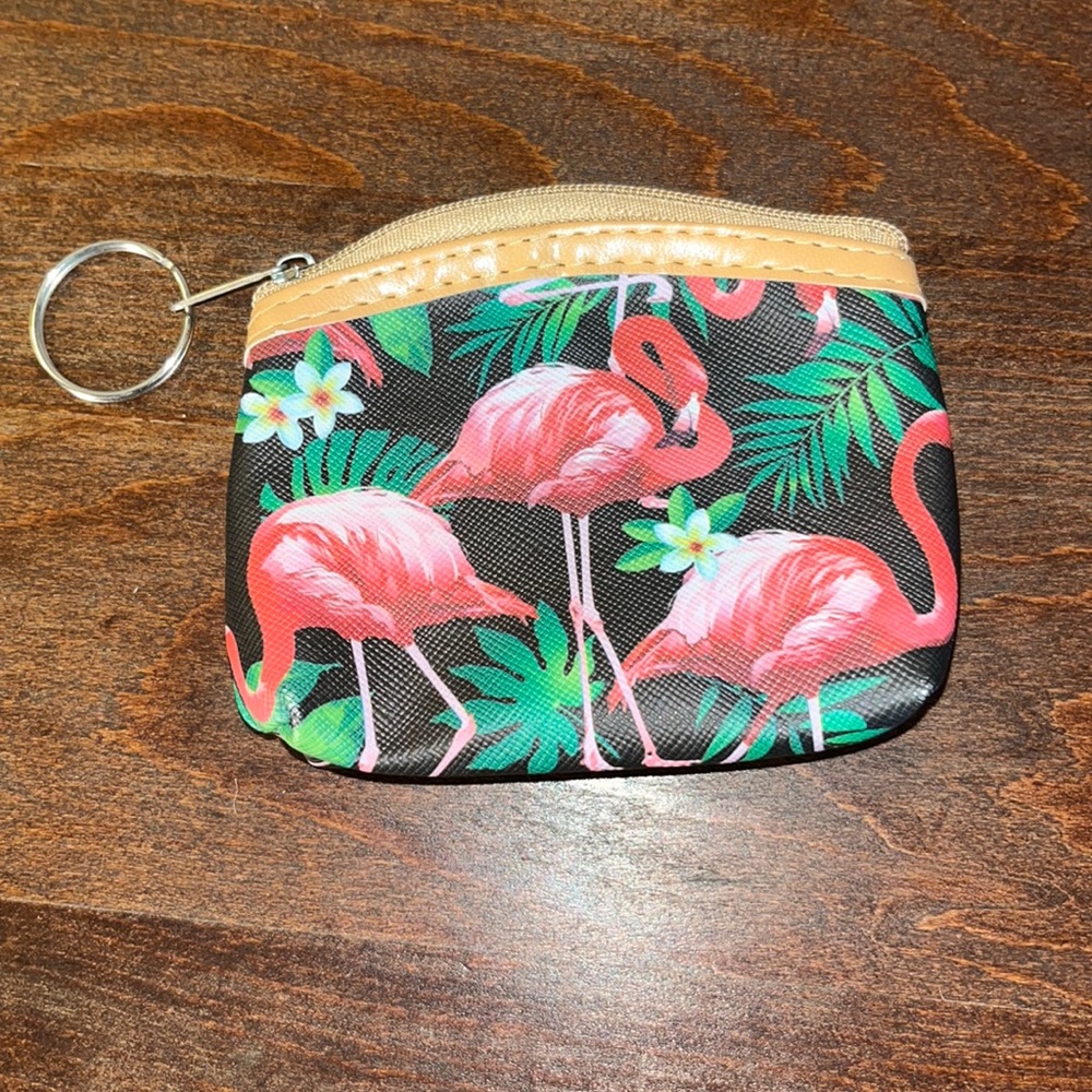 Flamingo Coin Purse and Keychain NWOT